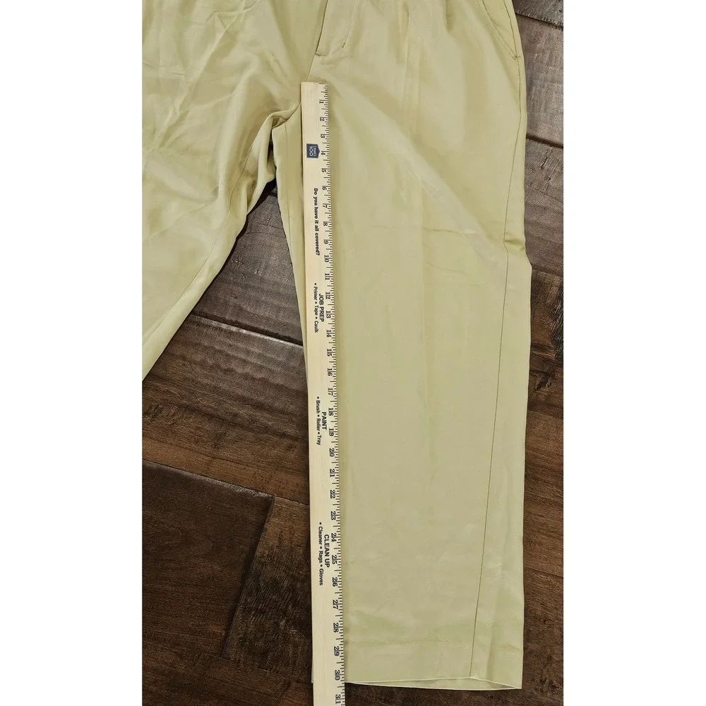 Preppy Golf Mens 38x30 Silk Viscose Pleated Dress Pants Khaki Trousers